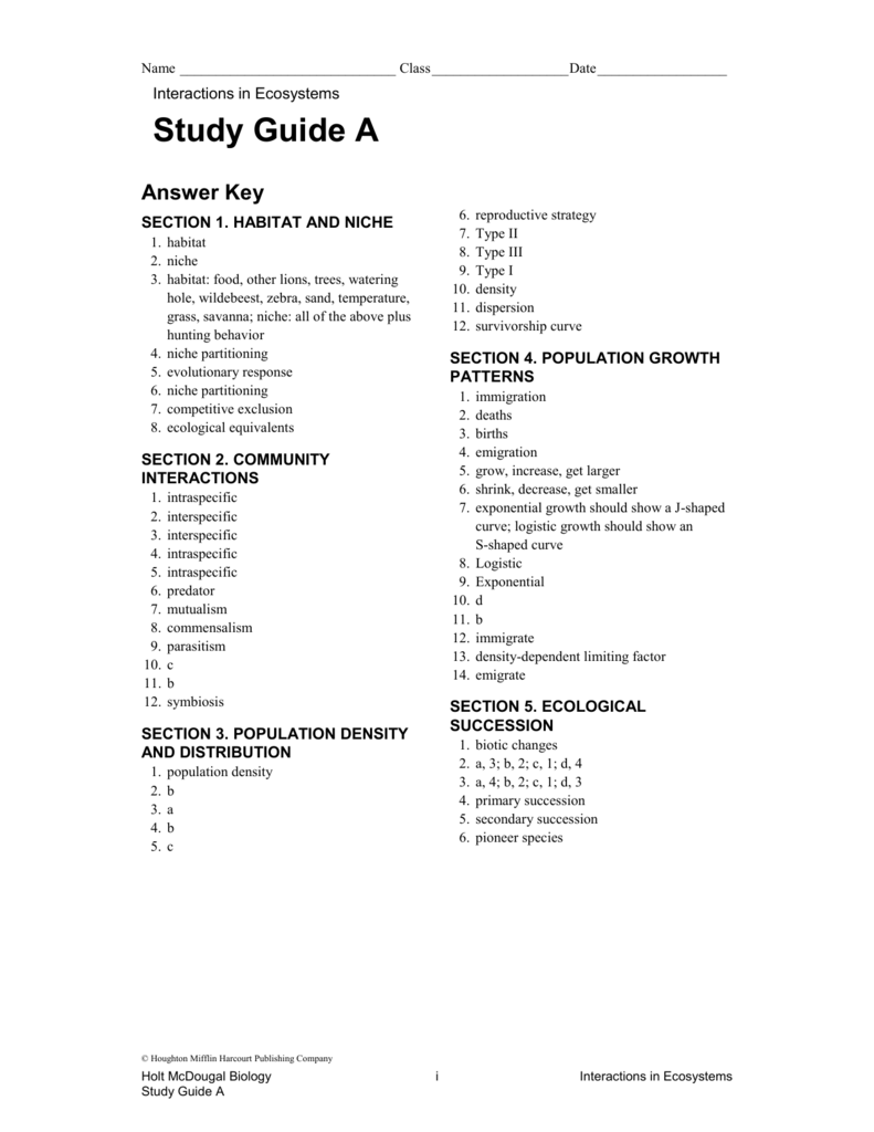 Holt Mcdougal Biology Study Guide A Answer Key Chapter 10 Study Poster