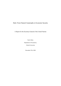 Haiti: From Natural Catastrophe to Economic Security