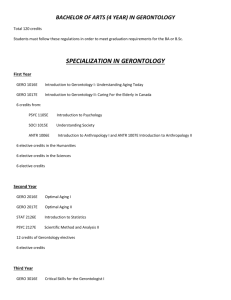 Specialization in Gerontology Program Description