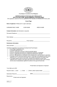 Developmental Psychologist Application Form
