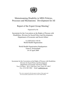 United Nations Expert Group Meeting on Mainstreaming Disability in