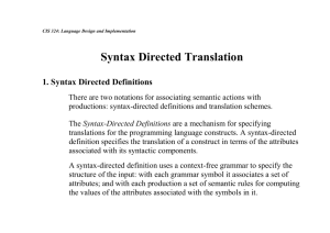 Syntax Directed Definitions