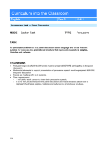 Assessment task — Panel Discussion