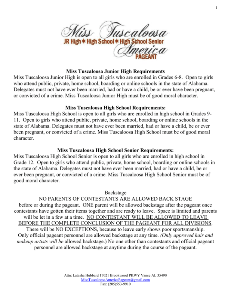 Miss Alabama High School Requirements 