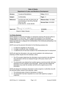 Confidentiality - Alaska Department of Labor and Workforce