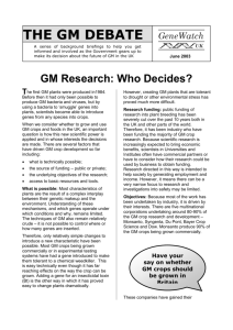 GM Debate Briefing - GM Research: Who Decides?