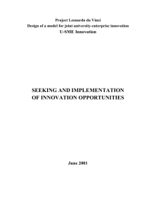 Seeking and implementation of Innovation Opportunities