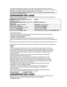 Condo Lease Agreement