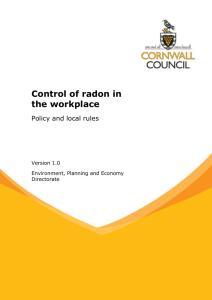 control of radon in the workplace - policy and