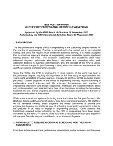 IEEE Position Paper on the First Professional Degree in Engineering