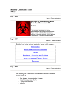 HAZARD COMMUNICATION - Greater Baltimore Medical Center