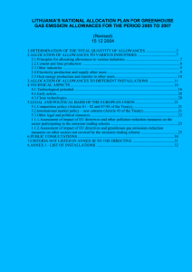 LITHUANIA`S NATIONAL ALLOCATION PLAN FOR GREENHOUSE