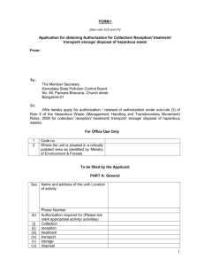 Form No.I - Karnataka State Pollution Control Board