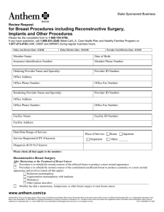 Breast Procedures including Reconstructive Surgery