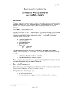 Contractual arrangements for associate lecturers