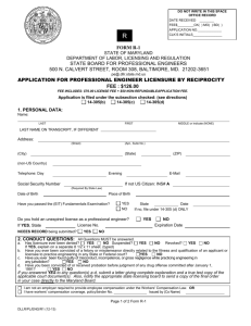 Engineer Reciprocity Application - Maryland Department of Labor