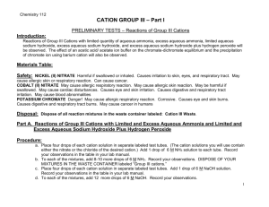 CATION GROUP III – Part I