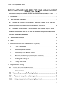 european training log-book for child and adolescent psychiatry (uems)