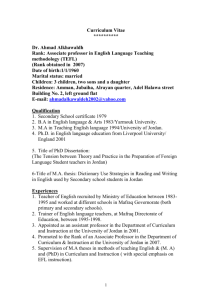CV of Dr. Alkhawaldeh - Faculty of Educational Sciences