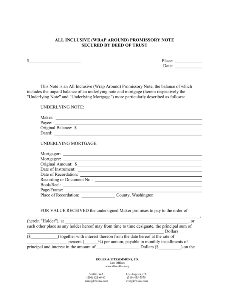 Promissory note (wrap around)