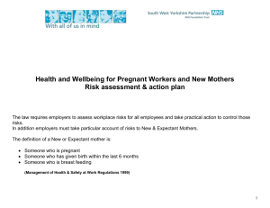 Health and Wellbeing for Pregnant Workers and New Mothers