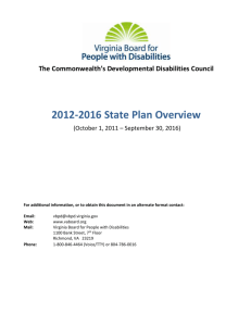 2012 - 2016 State Plan - Virginia Board for People with Disabilities