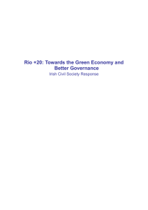 Rio +20: Towards the Green Economy and Better Governance