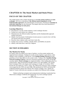CHAPTER 14: The Stock Market and Stock Prices