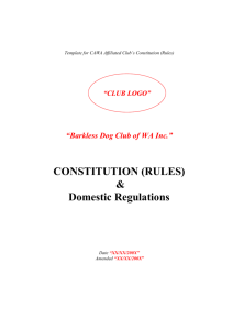 Template for CAWA Affiliated Club`s Constitution (Rules)