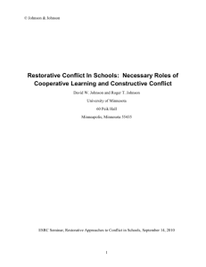 Restorative Conflict in Schools: Necessary Roles of Cooperative