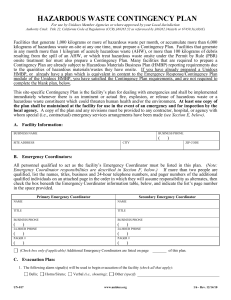 Unidocs Hazardous Waste Contingency Plan