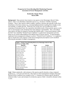 Forest Breeding Bird Evaluation Prospectus - Vers 2.0