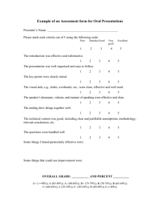 Example of an Assessment form for Oral Presentations