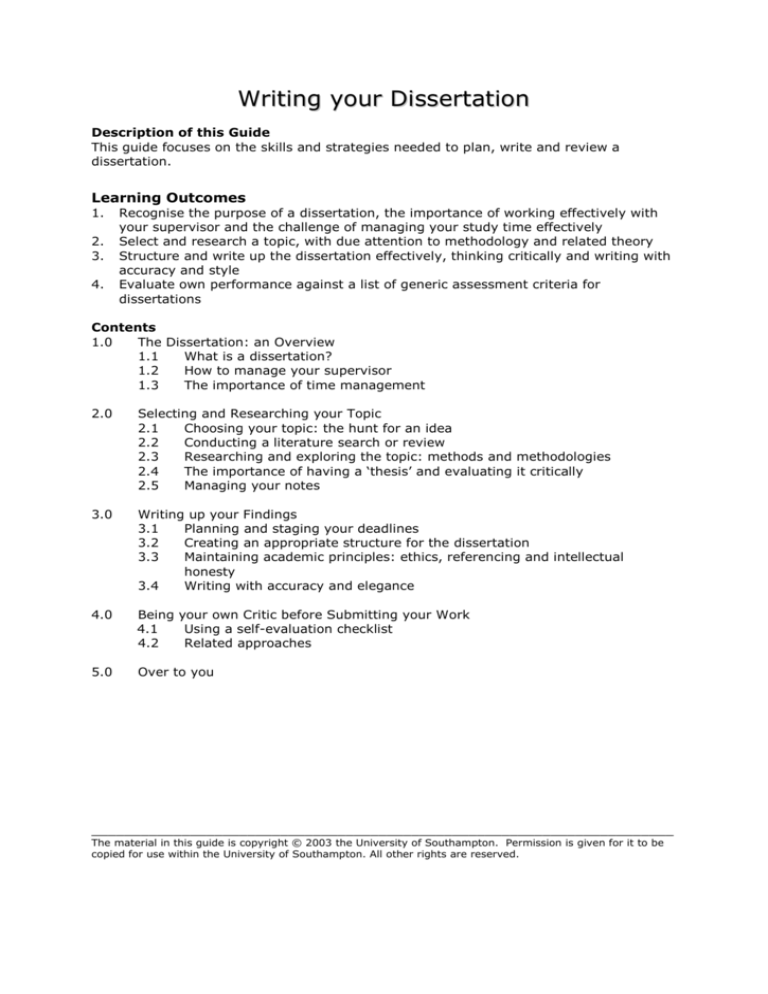 skills gained from a dissertation