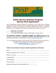 Student Application Form - Public Service Scholars Program