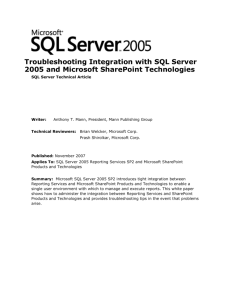 Troubleshooting Integration with SQL Server 2005 and Microsoft