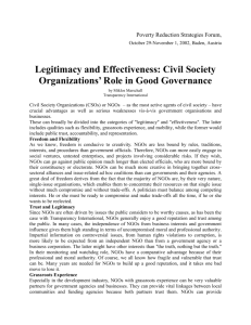 Legitimacy and Effectiveness: NGOs in Comparative Perspective