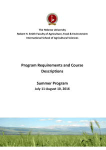 Course Descriptions - International School of Agricultural Sciences