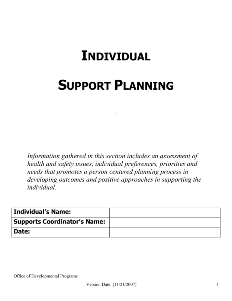 Individual Support Plan