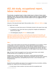 Job study, occupational study, labour market essay