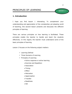 PRINCIPLES OF LEARNING