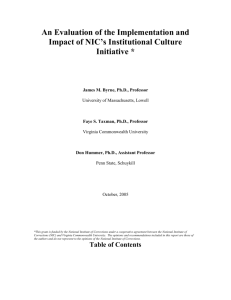 An Assessment of the Impact of NIC`s Institutional Culture Initiative