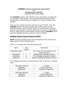 VistaMax network protocols and requirements For Ethereal plug