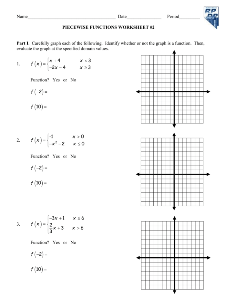 Piecewise Functions Worksheet Answers Part 2