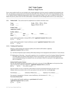 IAC Vein Center Medical Staff Form If any current medical staff were