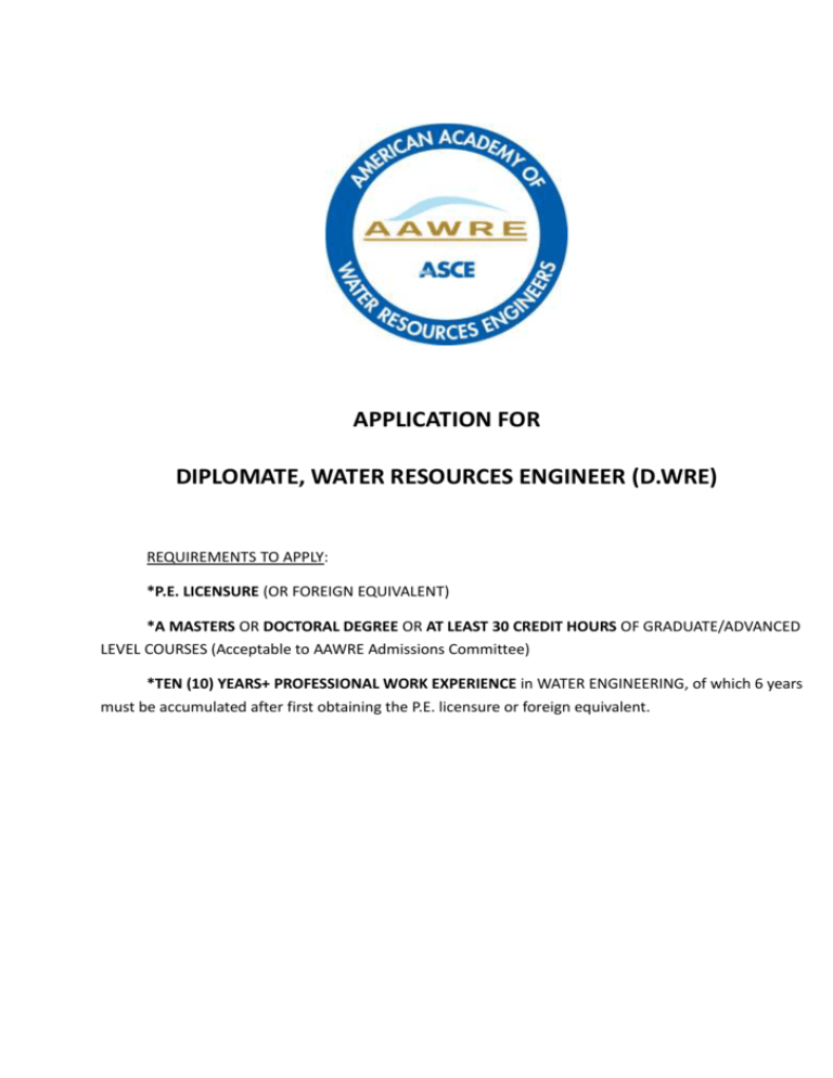CV Format American Academy of Water Resources Engineers