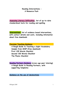 Reading Interventions - A Resource Pack