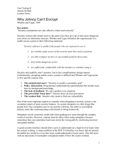 Why Johnny Can`t Encrypt