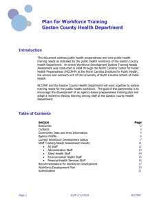 Gaston County Training Plan - UNC Center for Public Health