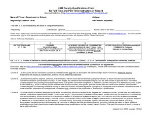 Faculty Qualifications Form